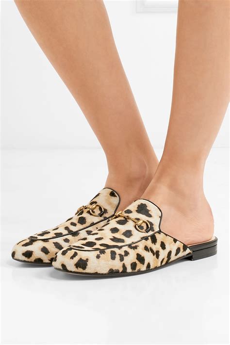 gucci leopard-print calf hair loafers|women's gucci loafers.